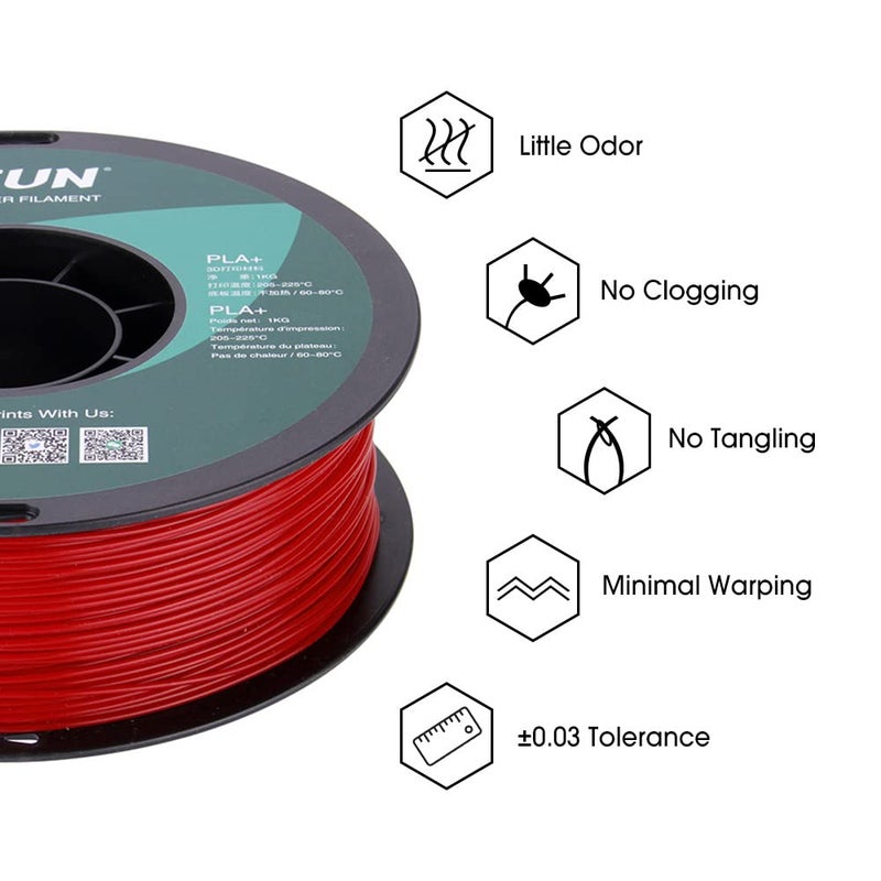 eSUN PLA PRO (PLA+) 3D Printer Filament, Dimensional Accuracy +/- 0.03 mm, 1kg, Plastic Spool, 1.75mm, Fire Engine Red, (Pantone 199C) - Image 4